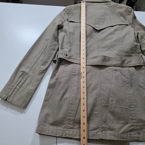 Zara Trench Coat Women M Beige Twill Pockets Belt Buttons Removable Liner Preppy - Picture 7 of 16